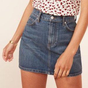 reformation size 28 ella jean mini skirt blue denim